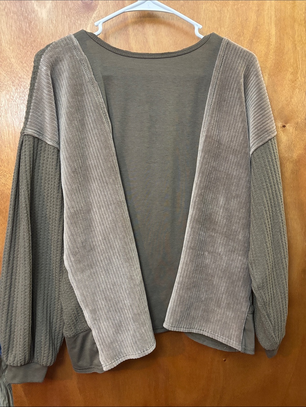 Gimmic Mixed-Material Open Cardigan Sweater